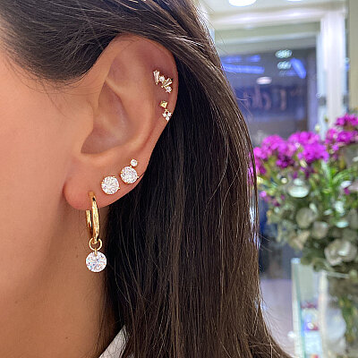 Single Stone Hoop Earring - by Eda Çetin