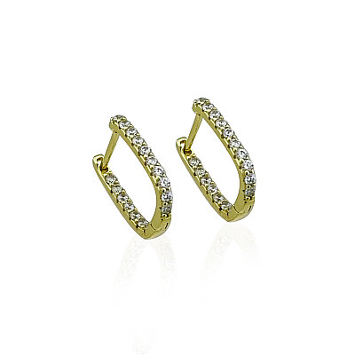 Slim Basic Stone-Embellished Hoop Earrings - Small Size - by Eda Çetin