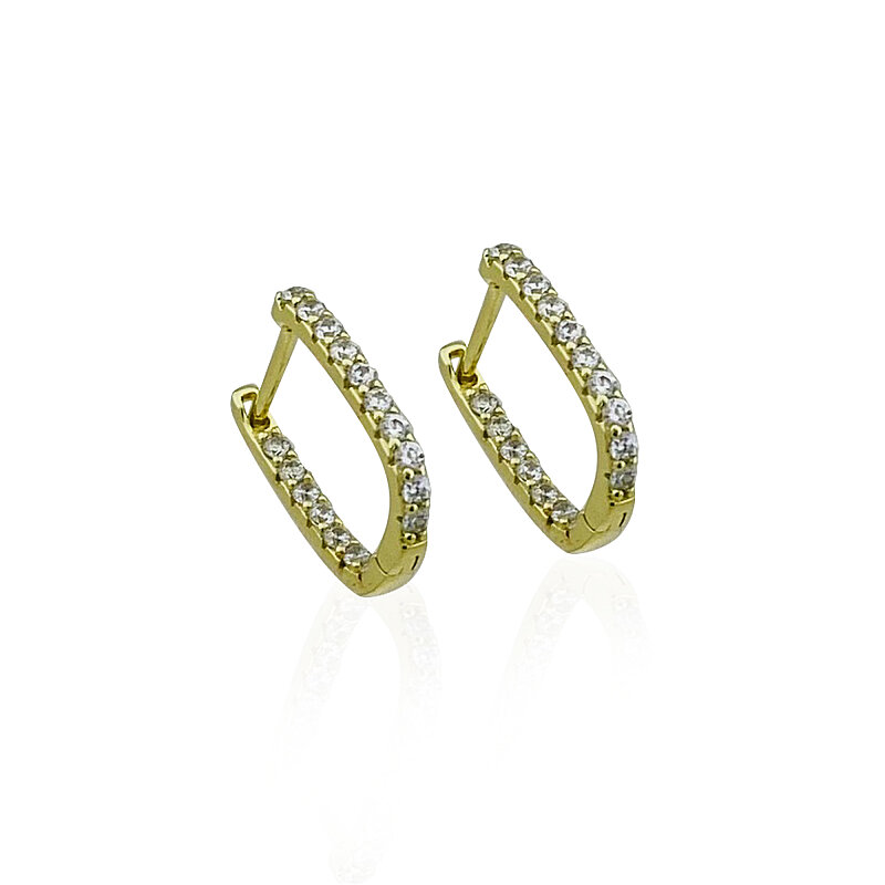 Slim Basic Stone-Embellished Hoop Earrings - Small Size - 1