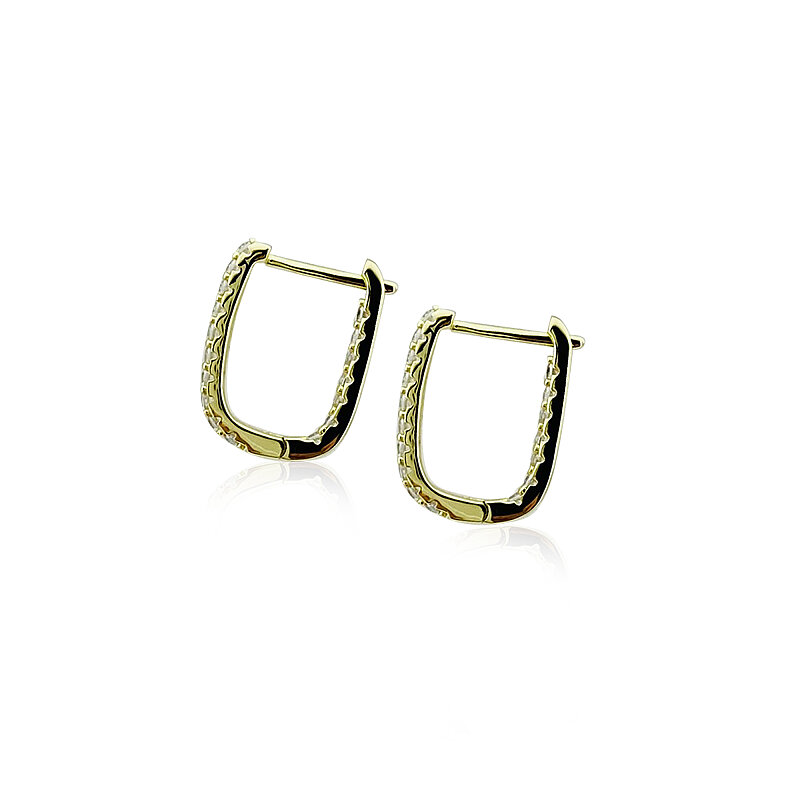 Slim Basic Stone-Embellished Hoop Earrings - Small Size - 3