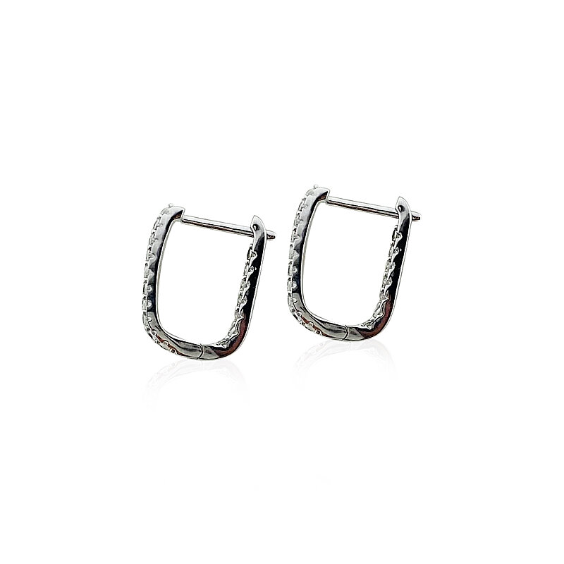 Slim Basic Stone-Embellished Hoop Earrings - Small Size - 4