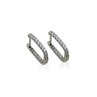 Slim Basic Stone-Embellished Hoop Earrings - Small Size - by Eda Çetin