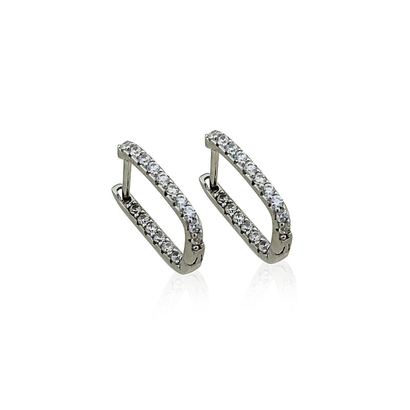 Slim Basic Stone-Embellished Hoop Earrings - Small Size - 2
