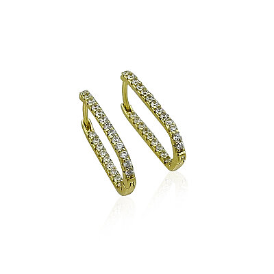 Slim Hoop Earrings with Stones - by Eda Çetin
