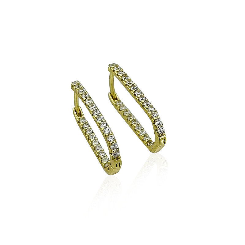 Slim Hoop Earrings with Stones - 1