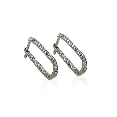Slim Hoop Earrings with Stones - by Eda Çetin