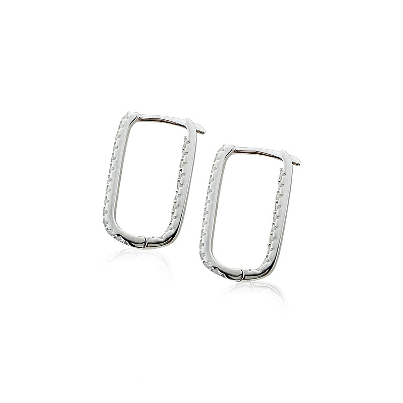 Slim Hoop Earrings with Stones - 3