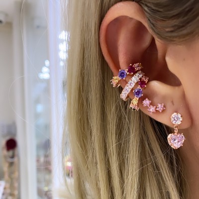 Small Size Crystal Heart Earrings - Thumbnail