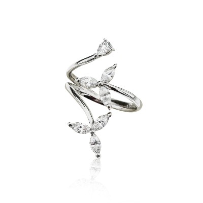 Spiral Three Stone Marquise Ring