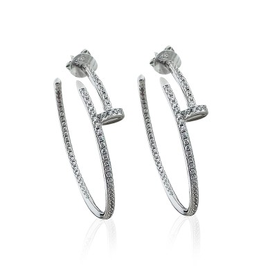 byEdaÇetin - Stone Stud Hoop Earrings