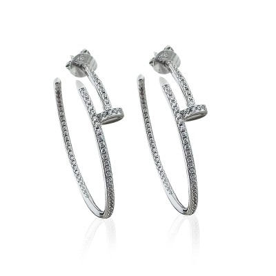 Stone Stud Hoop Earrings