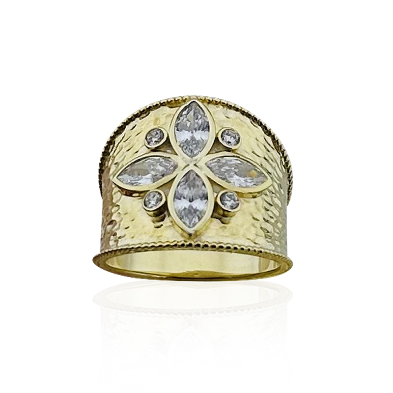 Tattoo Plate Marquise Ring - 3