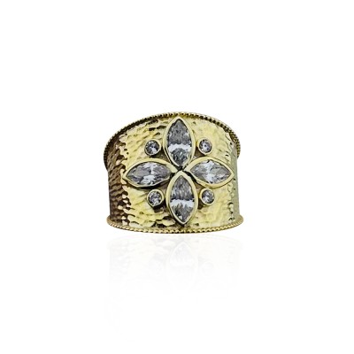 Tattoo Plate Marquise Ring