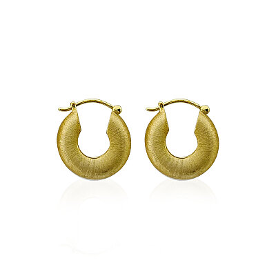 Textured Italian Hoop Earrings - Small Size - by Eda Çetin