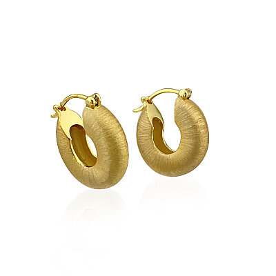 Textured Italian Hoop Earrings - Small Size - by Eda Çetin