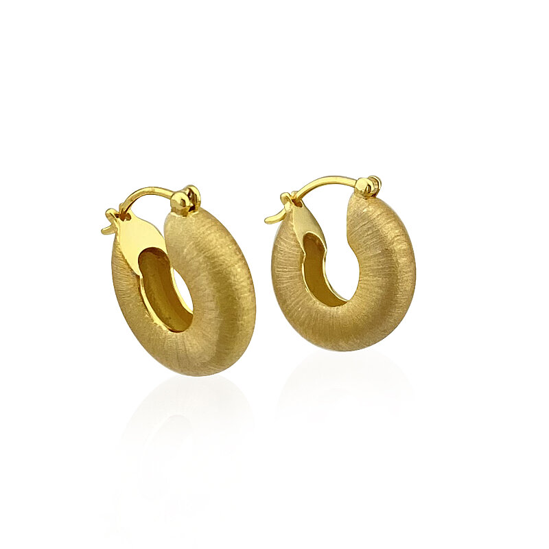 Textured Italian Hoop Earrings - Small Size - 2