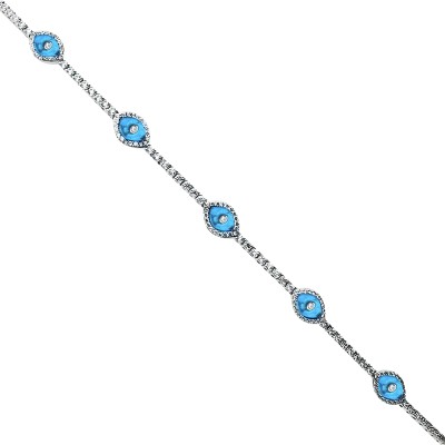 by Eda Çetin - Thin Mounted Glass Eye Bracelet - Set of Five