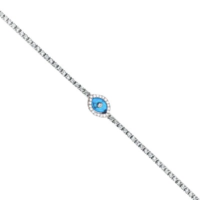 by Eda Çetin - Thin Mounted Glass Eye Bracelet - Single