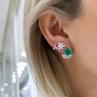 Three Branch Marquise Earrings - Thumbnail