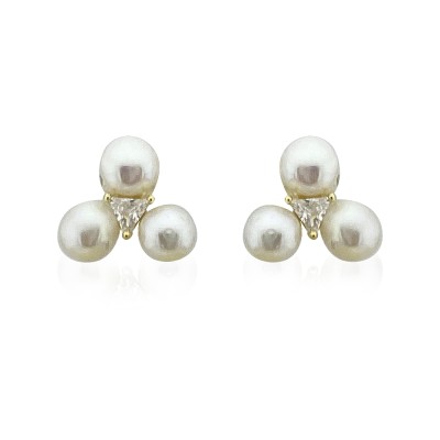 Three Pearl Earrings