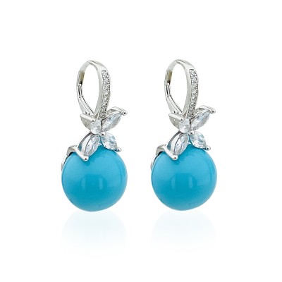 by Eda Çetin - Turquoise Ball Marquise Earrings (1)