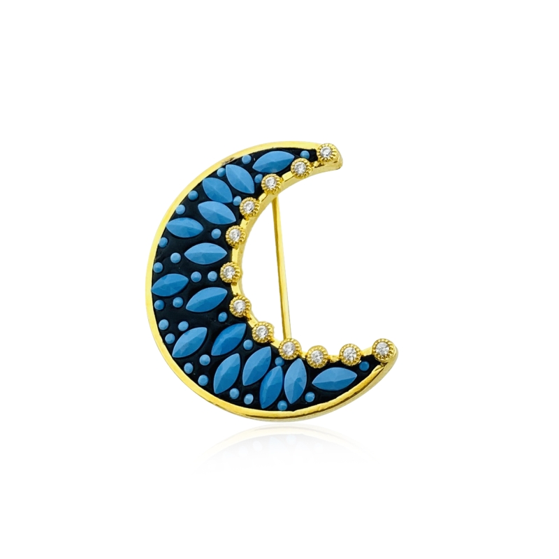 Turquoise Crescent Brooch