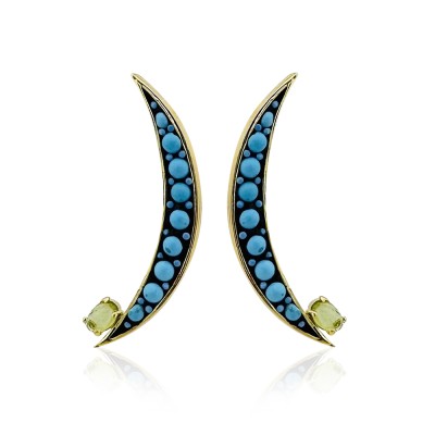 byEdaÇetin - Turquoise Design Crescent Earring