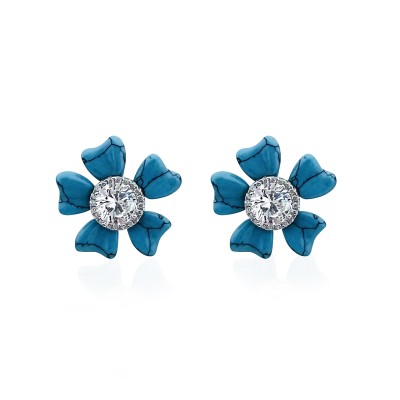 by Eda Çetin - Turquoise Flower Earrings