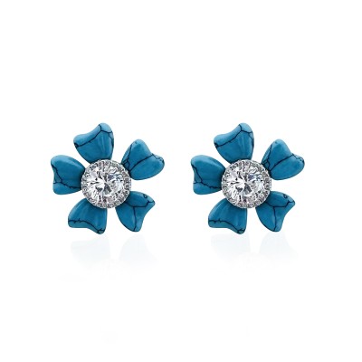 byEdaÇetin - Turquoise Flower Earrings