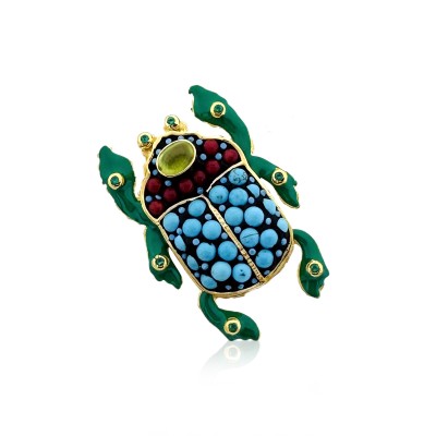 Turquoise Luck Bug Brooch - Thumbnail
