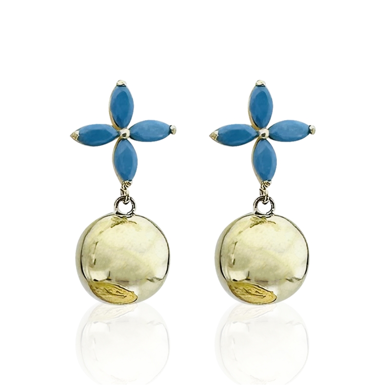 Turquoise Marquise Ball Earrings