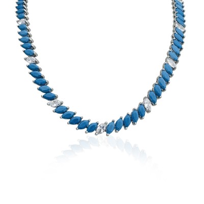 byEdaÇetin - Turquoise Marquise Tennis Necklace