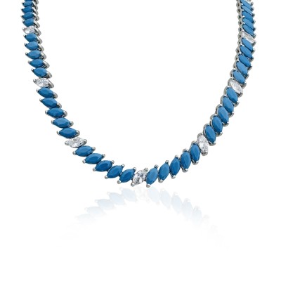 Turquoise Marquise Tennis Necklace