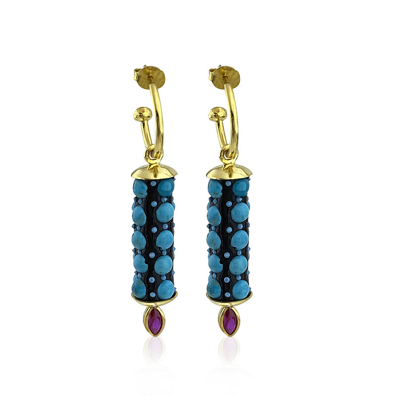 Turquoise Roll Collection Earrings - 1