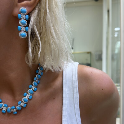 Turquoise Royal Max Earrings - by Eda Çetin