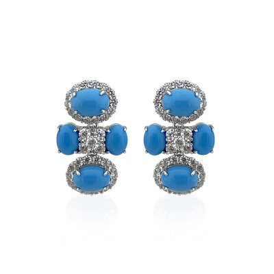 Turquoise Royal Max Earrings - Single Row - by Eda Çetin