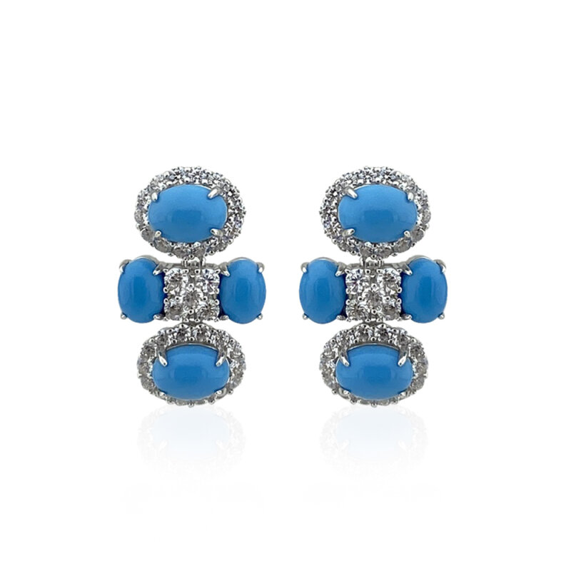 Turquoise Royal Max Earrings - Single Row - 1