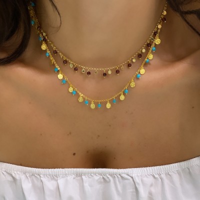 Turquoise Sequin Necklace - Thumbnail