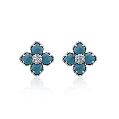 Turquoise Stone Clover Earrings
