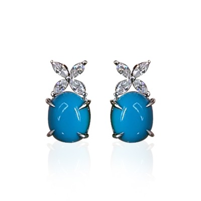 Turquoise Stone Marquise Earrings