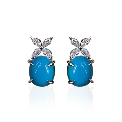 byEdaÇetin - Turquoise Stone Marquise Earrings