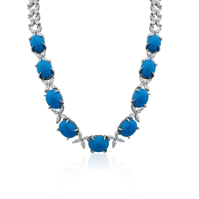Turquoise Stone Marquise Necklace