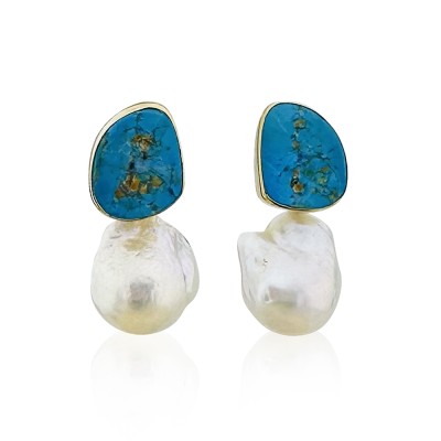 byEdaÇetin - Turquoise Veined Collection Earrings