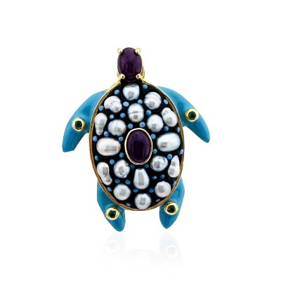 byEdaÇetin - Turtle Collection Brooch - Pearl