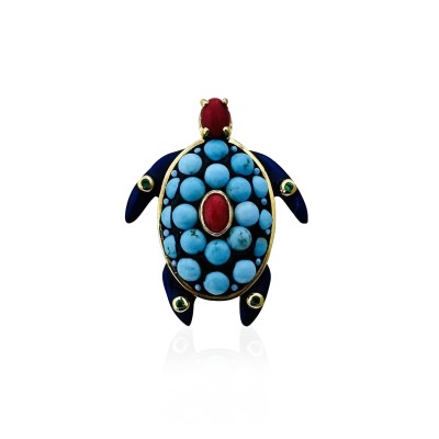 by Eda Çetin - Turtle Collection Brooch - Turquoise