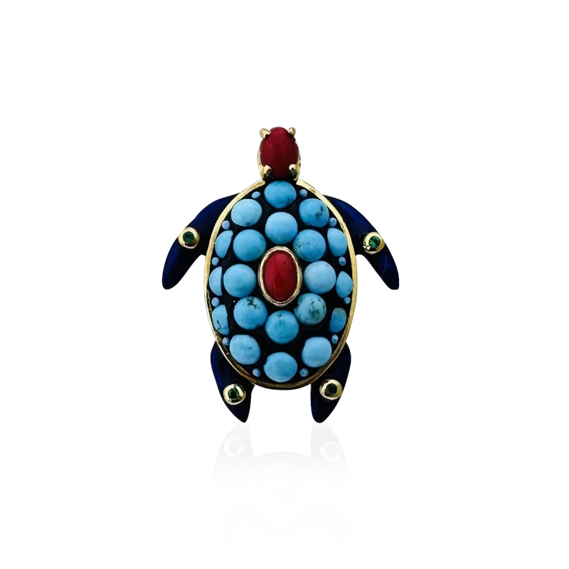 Turtle Collection Brooch - Turquoise