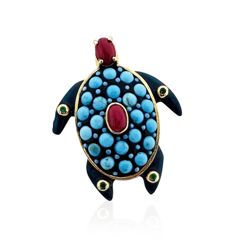 Turtle Collection Brooch - Turquoise