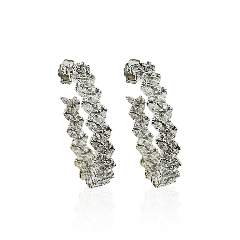 Twig Marquise Hoop Earrings