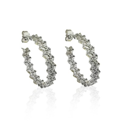 Twig Marquise Hoop Earrings - Thumbnail