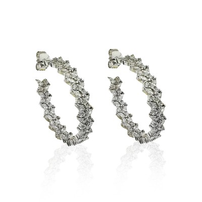 Twig Marquise Hoop Earrings - Thumbnail